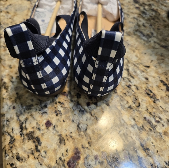 NWT JESSICA SIMPSON MANDALAYE Navy Combo Gingham pt mat satin SIZE:8 - Picture 3 of 5